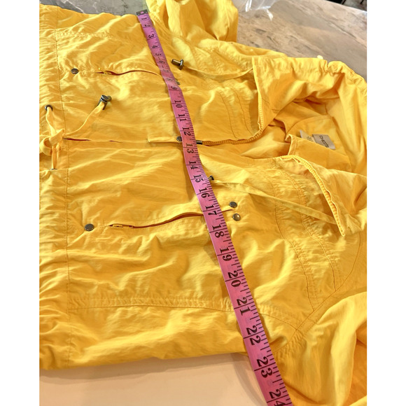 Chico’s Jacket SZ 3 XL Bright Yellow Nautical Windbreaker Zip Pockets Drawcords - Picture 7 of 10